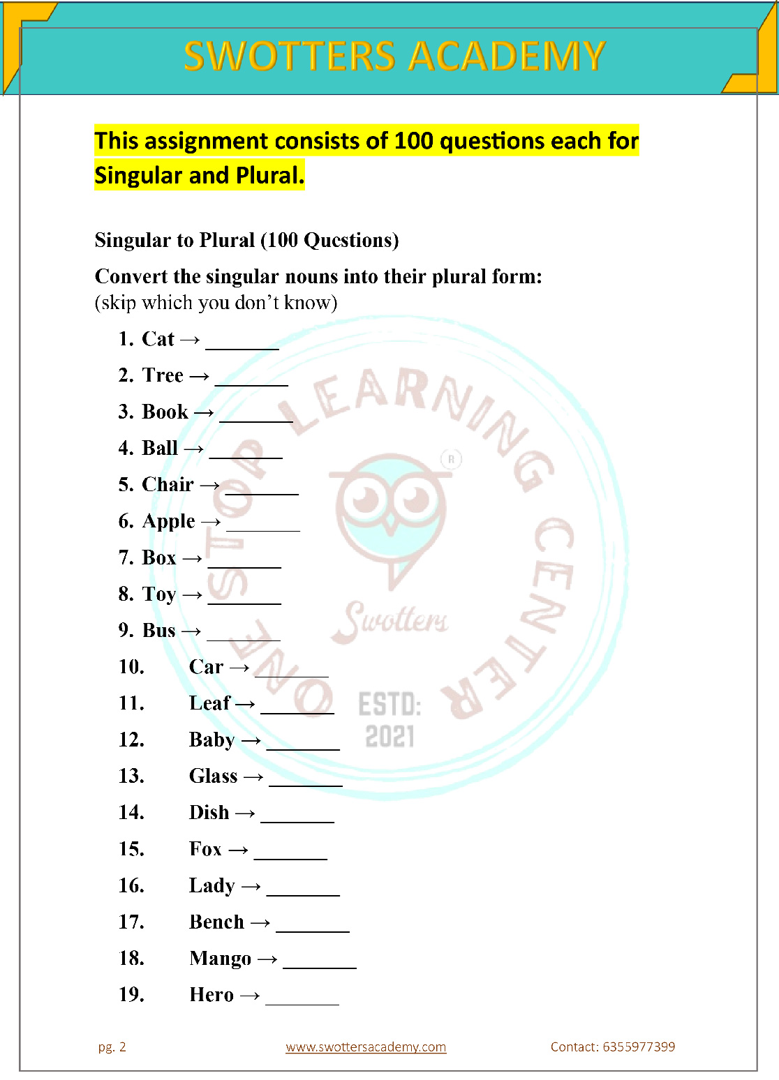 English Worksheets for LKG to Grade 3 (100+ Questions per Topic) | Grammar Practice Pack – By Drashi Shah - Image 5